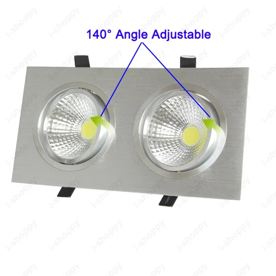 Dimmable/N 6W/10W/14W/20W/30W LED COB Recessed Light Dual Head Grille Lamp Hotel Living Room Black Shell