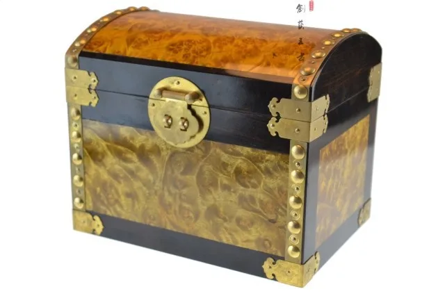 Ebony gold jewelry box jewelry box Zhang single board mahogany furniture decoration carving craft gift box for Xian