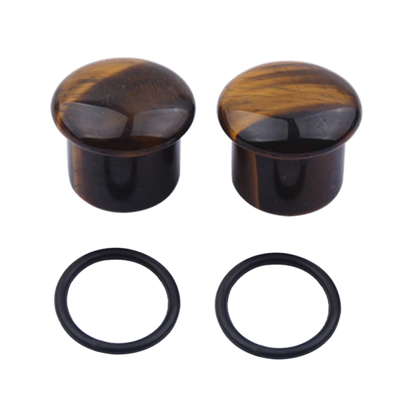 4mm-16mm Tiger Eye Stone Ear Stretchers Plugs and Tunnels With O-Ring Ear Plug Piercing Tunnels In The Ears Flare Ear Gauges Kit