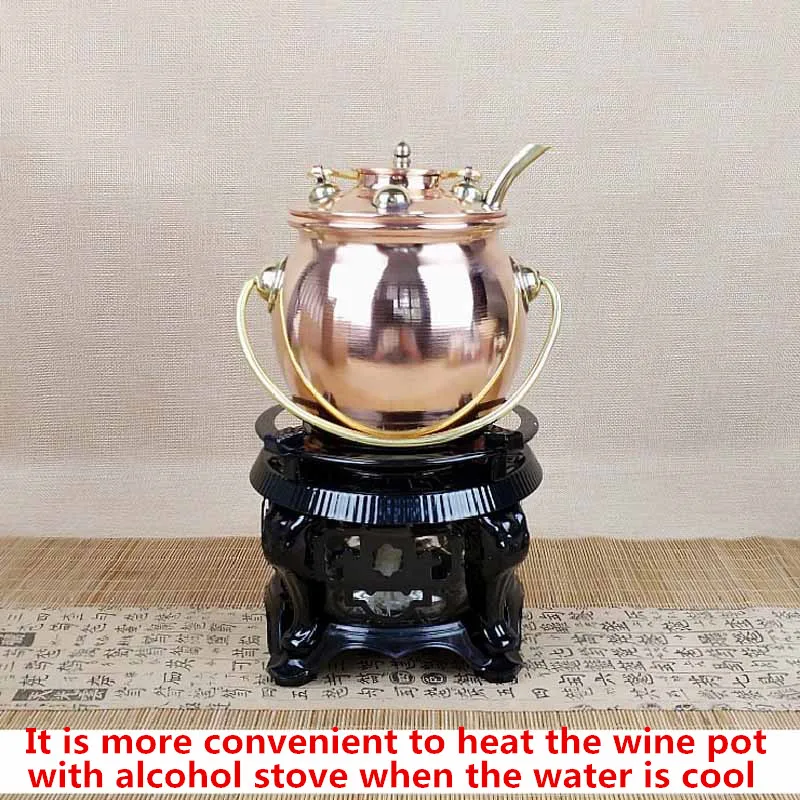 Imagem -04 - Cobre Artesanal Temperatura Pote de Vinho Quente Vinho Engrossado Jarro Aquecido Jarro Recipiente de Vinho Quente Mais Copos de Bronze Vermelho