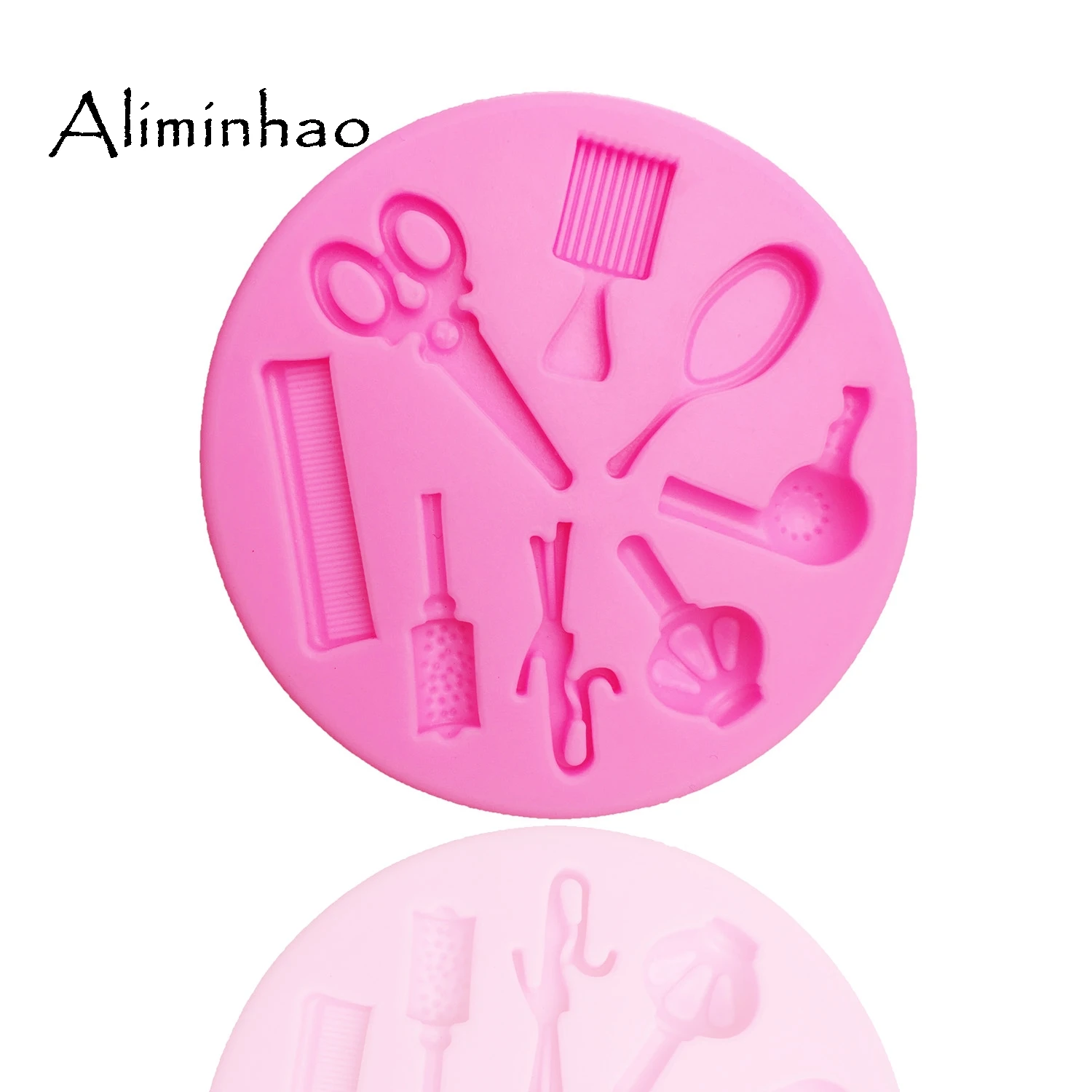 B0145 Girl scissors hair dryer comb Cake dessert Sugarcraft Silicone mould chocolate fondant cake decorating tools Resin Clay image 2