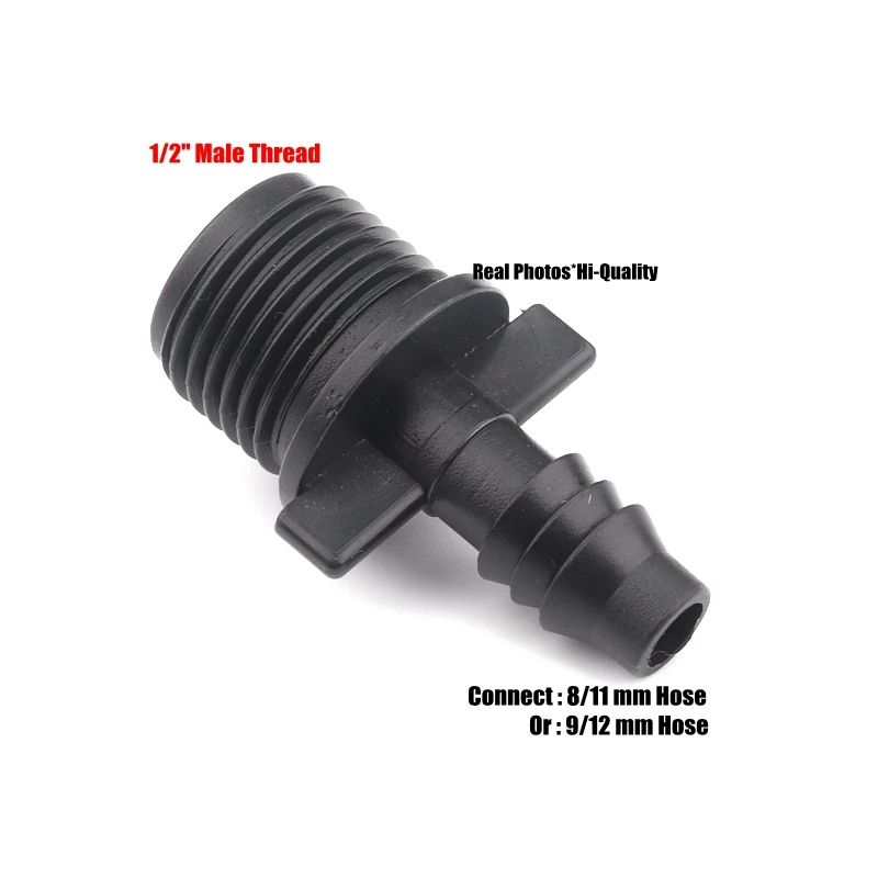 

50pcs 1/2" Male Thread To 8/11mm Irrigation Connectors Drip Irrigation Pipe Connector Gardening Micro Irrigation Hose Fittings