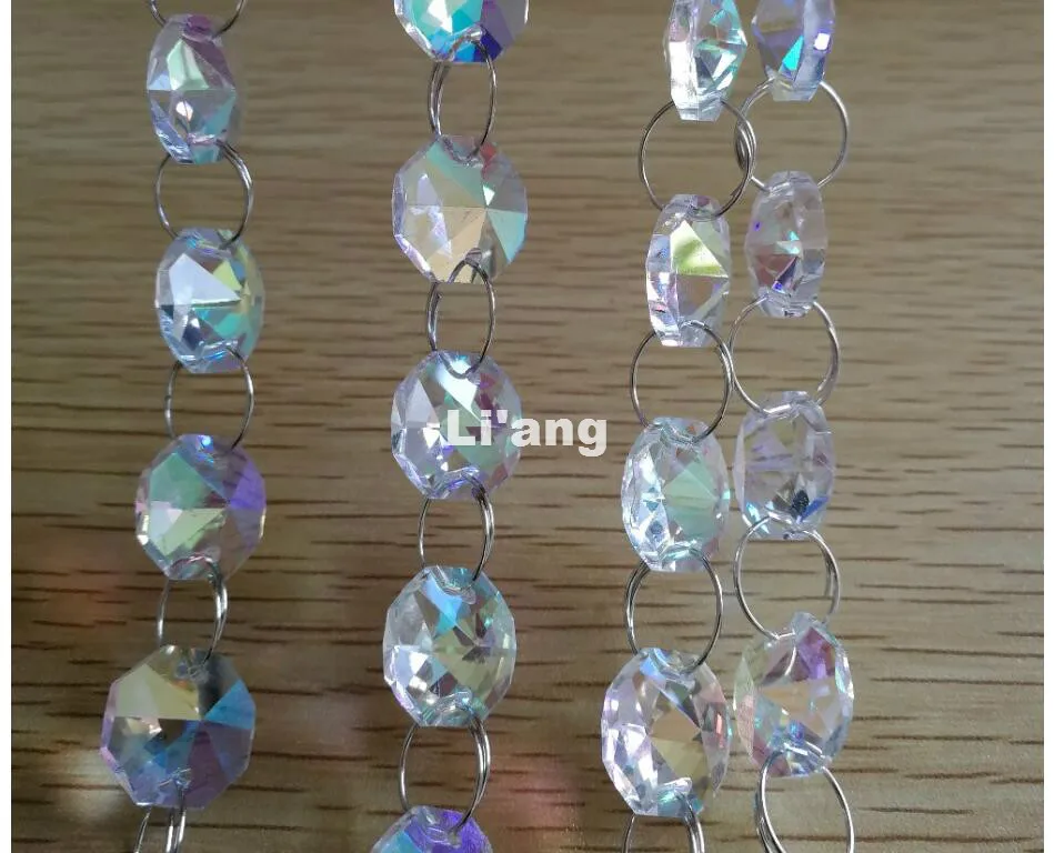 

Free Shipping New AB Color 10Meters 14mm Octagon Chain Wedding Party K9 Crystal Strand Garland Beads Decoration Chandelier Lamp