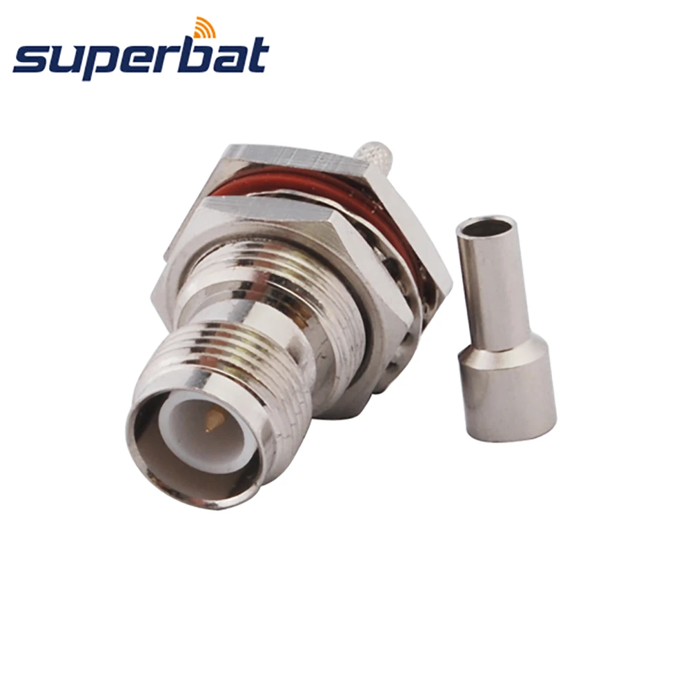 Superbat RP-TNC Crimp Female(Male Pin) Bulkhead O-ring RF Coaxial Connector for Cable RG174 RG178,RG316,LMR100,1.13mm,1.37mm