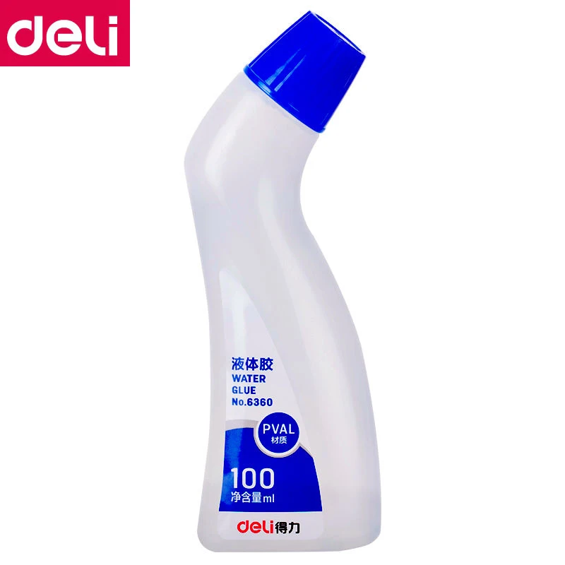 1PCS Deli 6360 Elbow Water Glue 100ml PVAL Liquid Glue Angle Head Office Home School Business Water Glue