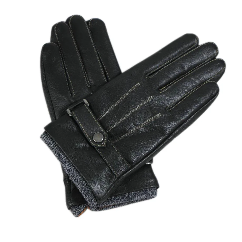 

Harppihop NEW Leather winter guantes warm sheepskin Gloves men Leather gloves simple prevent cold Gloves for men