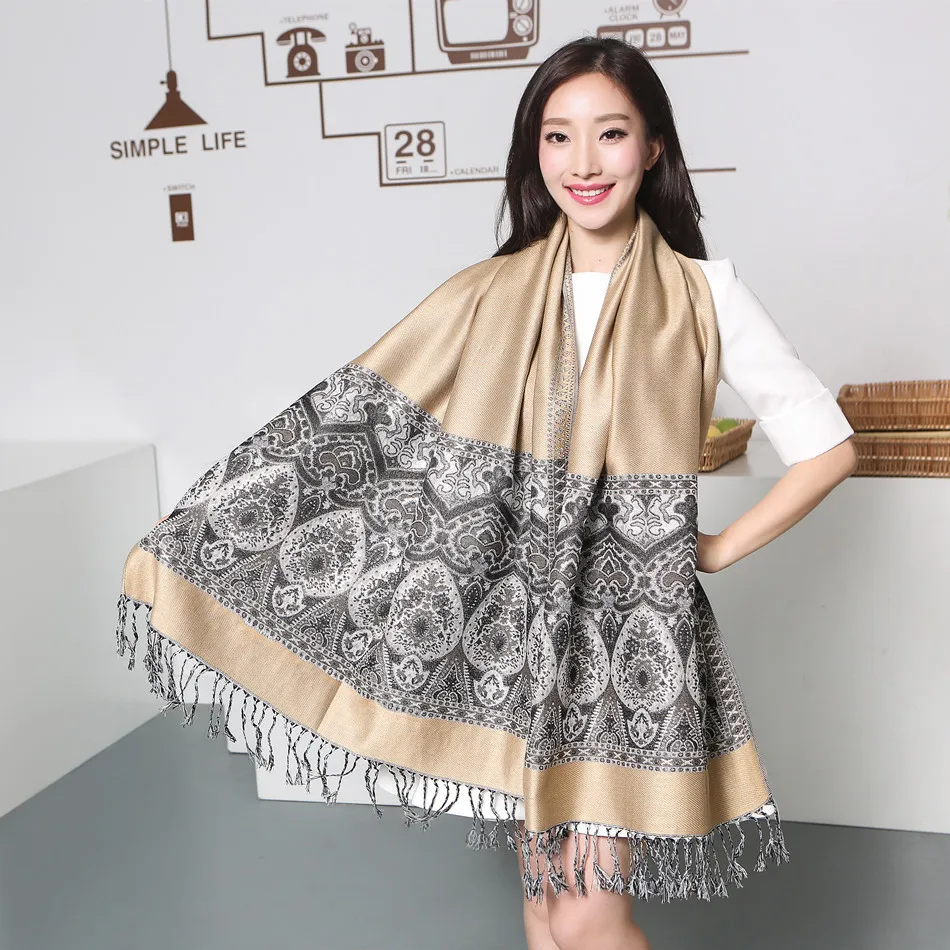 

Fashion Scarf Women Wrap Scarf Printing Pashmina Cashmere Shawl Scarf Warp Warm Fashion Brand Scarves Wrap Shawl