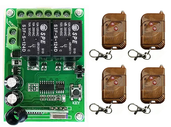 DC24V 2CH RF Wireless Remote Control System teleswitch transmitter and receiver universal gate remote control /radio receiver