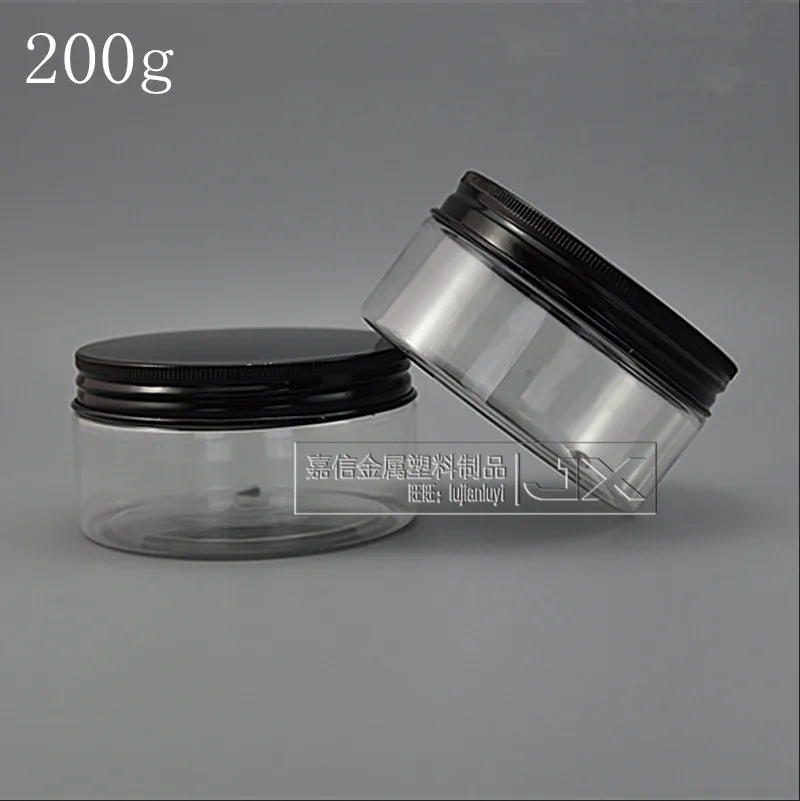 

200g/ml Clear Lucency Plastic Flat Empty Jar Bottle Wholesale Retail Originales Refillable Cosmetic Cream Containers jars