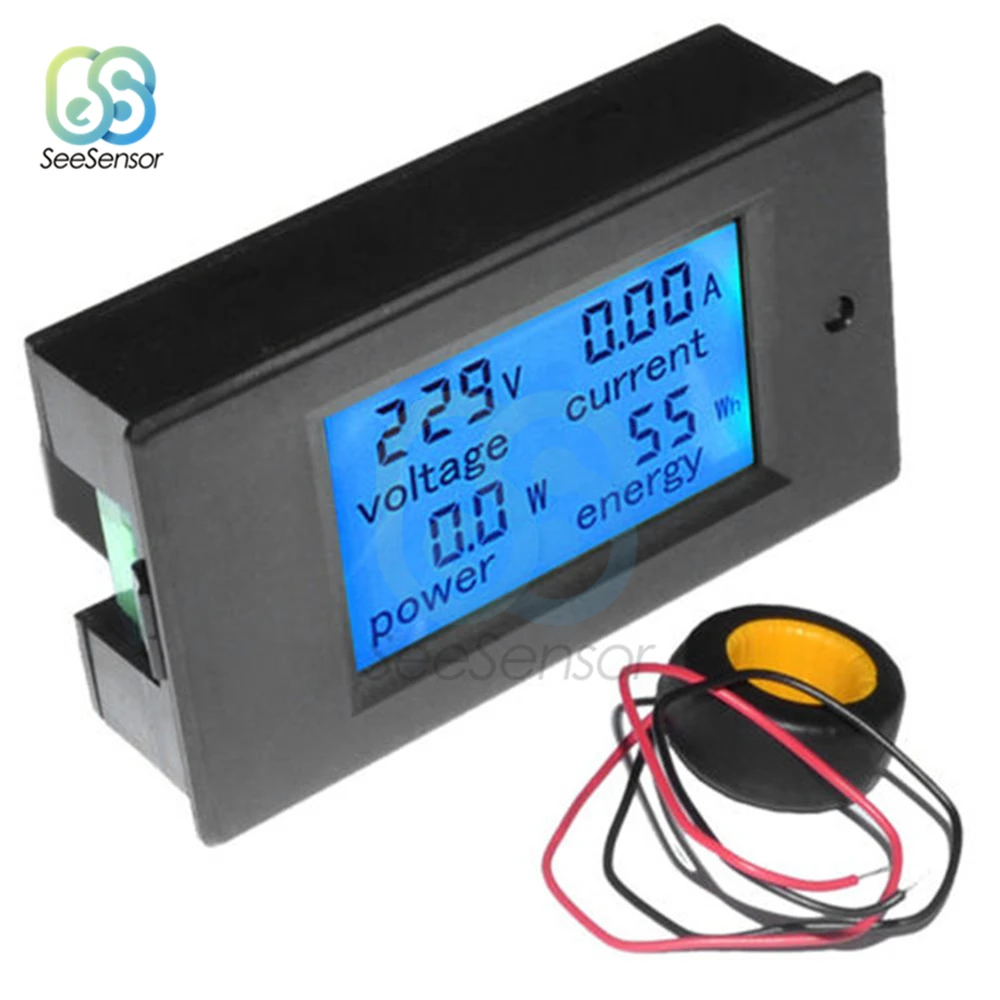 Multimetr amperomierz woltomierz Wattmeter AC 80-260V 0-100A wyświetlacz LCD cyfrowy prąd napięcie zasilania licznik energii