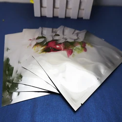 100pcs Silver Plating Aluminum Foil Flat Bags - Top Open Food Grade Heat Sealing Aluminized Plastic Pouch Powder / Sauce Package