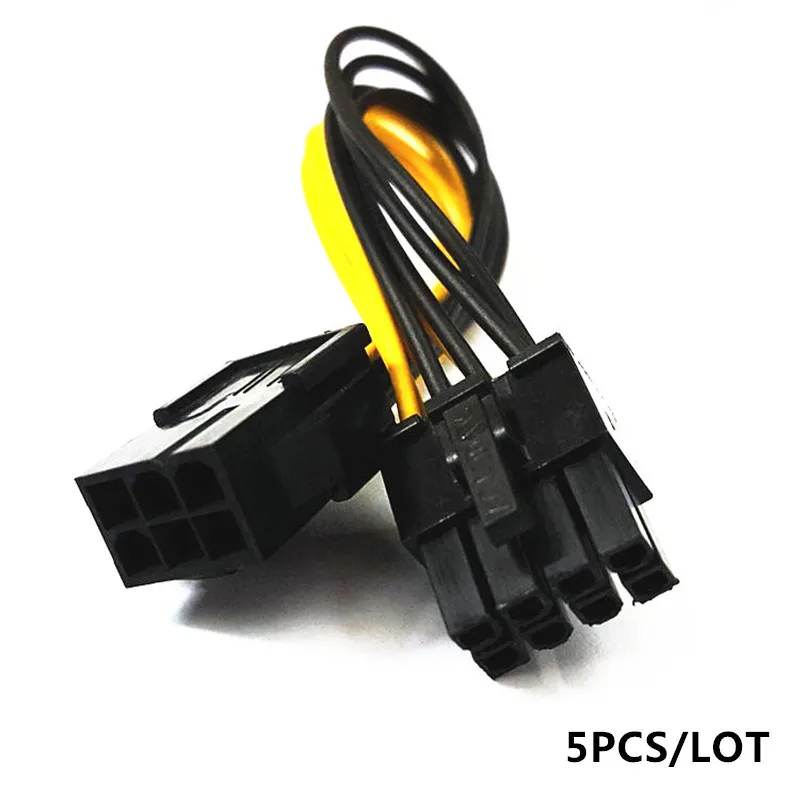 5PCS/LOT PCI Express 6 Pin to 8 Pin Power Adapter Cable 6Pin to 8Pin PCIe Cable