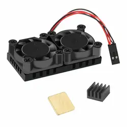 Raspberry Pi Cooling Dual Fan Kit (2 Fans + Hestsink + Adhesive Tape) + 2 Pcs Heat Sinks for Raspberry Pi 3 B+