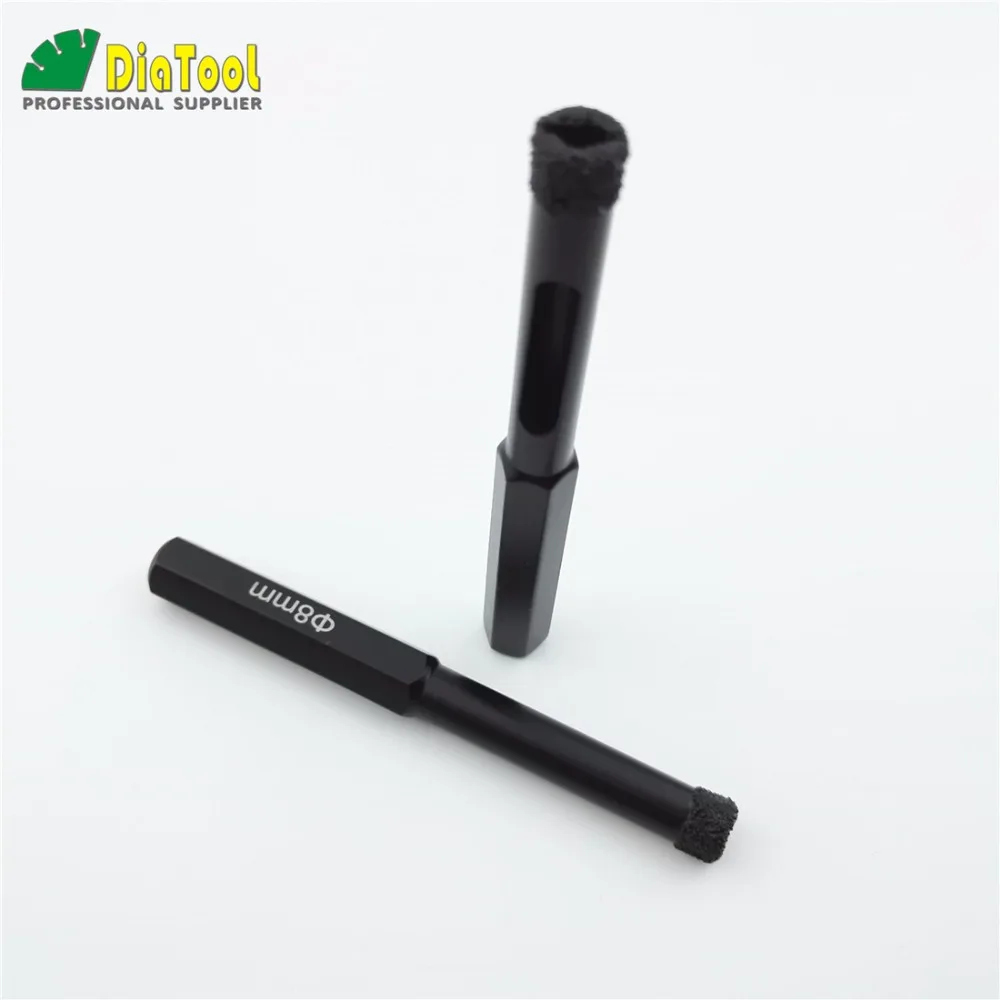 DIATOOL 2 unids Diámetro 8mm Hex mojado Vacío Soldadas brocas para taladrar mampostería de hormigón de granito de mármol del azulejo de cerámica