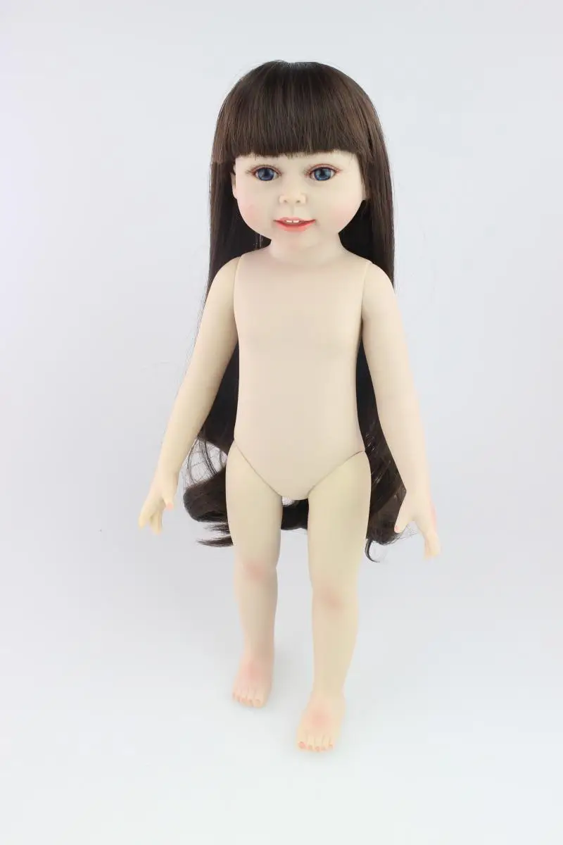 45cm Silicone Baby Reborn Dolls Toys For Children American Doll Girl Can Stand Princess Long Hair  Boneca Brinquedos Juguetes