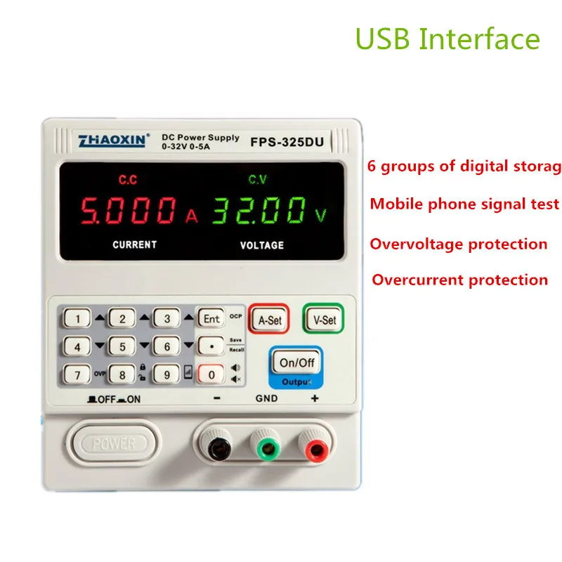 FPS-325DU DC Power Supply Adjustable 4 Digit Display 32V5A Notebook Repair Mobile Phone Signal Test With USB Interface