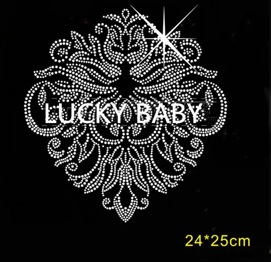 2pc/lot flower iron on crystal transfers design iron on transfer patches hot fix rhinestone transfer motifs fixing rhinestones