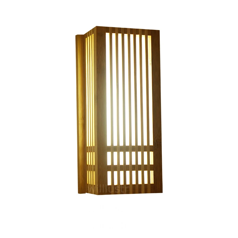 

Natural Bamboo Wall Sconce living room restaurant cafe bedroom hotel hall Izakaya light wood wall lamp Japan style lighting