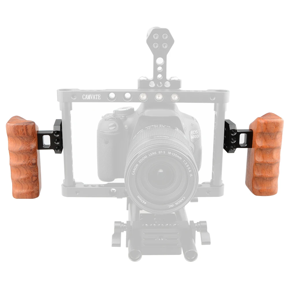 Impugnatura per fotocamera in legno CAMVATE sinistra e destra con connettore a vite da 1/4 "per videocamera DSLR DV serie Panasonic GH