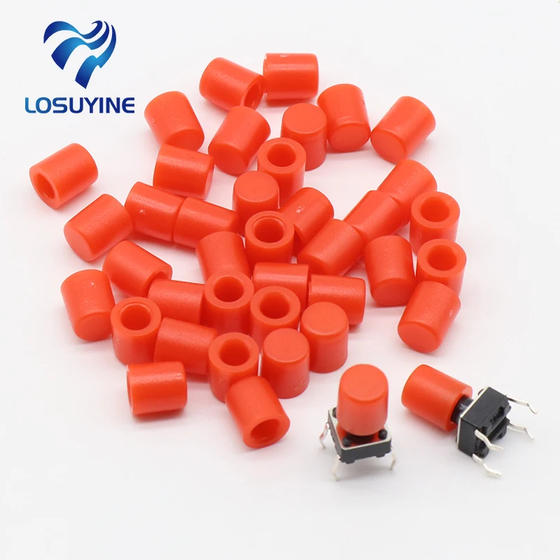 100pcs/lot Red Plastic Cap Hat for 6*6mm G61 Tactile Push Button Switch Lid Cover