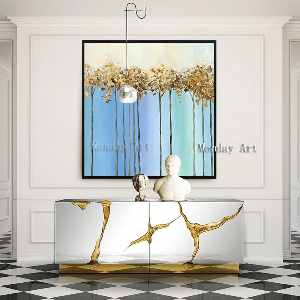 

high quality gold paintings handmade acrylic gold tree painting Wall art Pictures for living room home decor cuadros decoracion