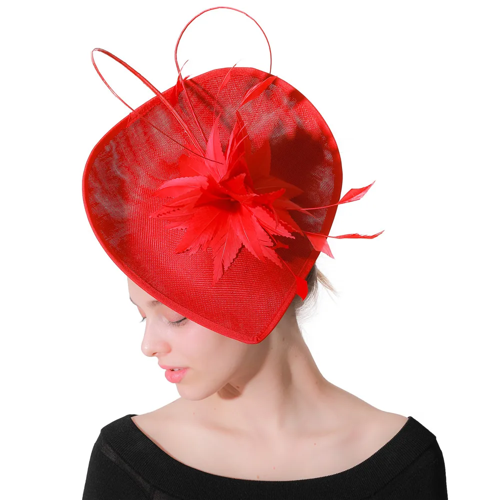 

Vintage Imitation Sinamay Fascinators Hair Clips Ladies Feather Flower Hat Weddings Church Fedora Pillbox Hat Derby Headpiece