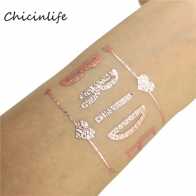 Chicinlife Rose gold Bride Tattoo Wedding Decoration Bride Tribe Temporary Tattoo Stickers Bachelorette Bridal Shower Favor