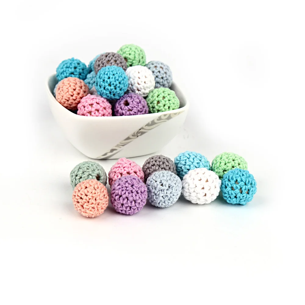 

100pcs Baby Nursing Teether Crochet Beads 16mm Teeth Nursing Pacifier Teething Beads Teething Wood Rattles Toys Nursing Gift