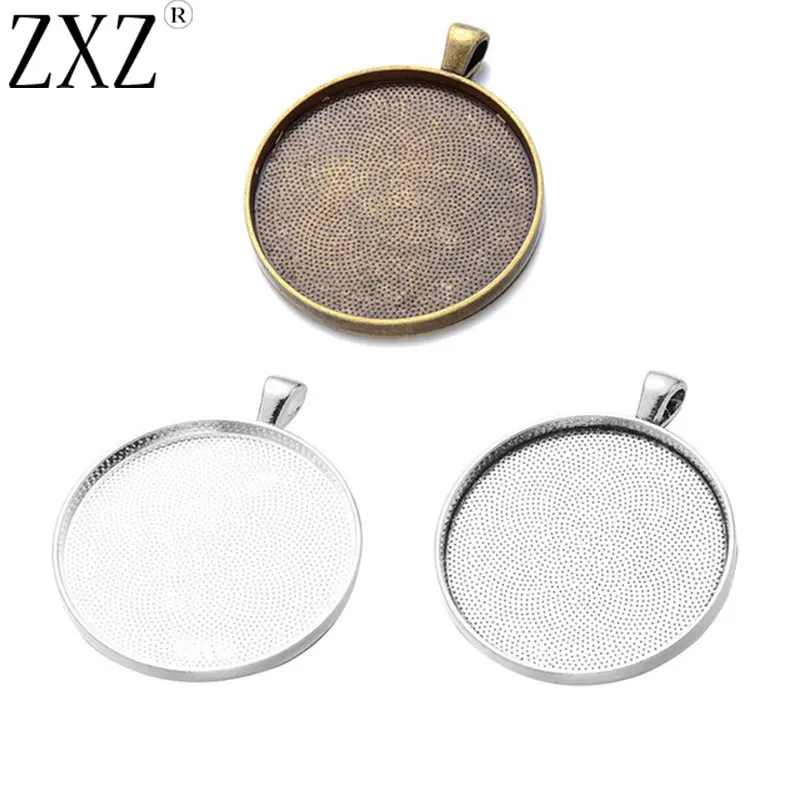 

ZXZ 10pcs Bronze 38mm Round Frame Bezel Pendant Trays Cameo Cabochon Base Settings DIY Necklace Findings