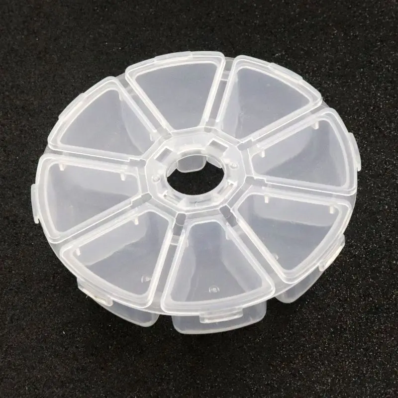 8 Grid Round Clear Storage Box Hard Plastic Cases Jewelry Beads Container Pills Box Small Objects Organizer DIY Accessories