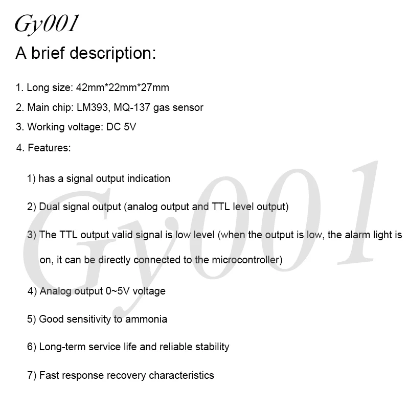 MQ137 Sensor Module Ammonia Sensor Module NH3 Detection Module