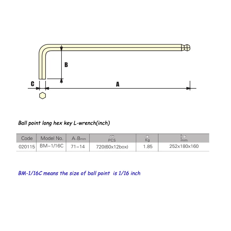 Jetech 1 stück zoll langen arm 1/16 "ball end innensechskantschlüssel mini schraubenschlüssel multi-use handwerkzeug chrom-vanadium stahl professionelle