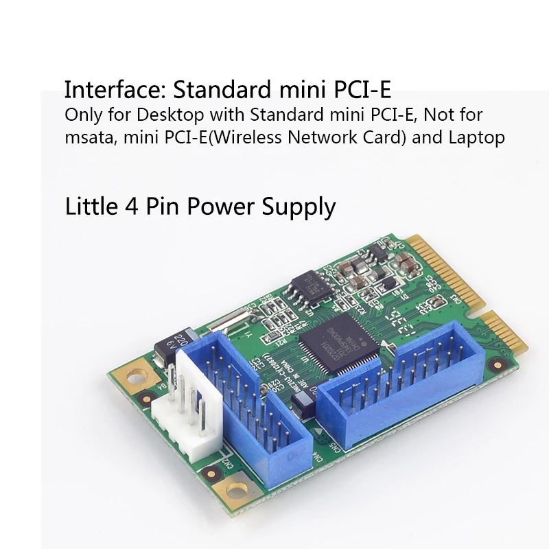 Mini PCI-e to  4x USB3.0 expansion Card USB 3.0 to Mini PCI express Converter card 2 ports (19/20pins) Socket