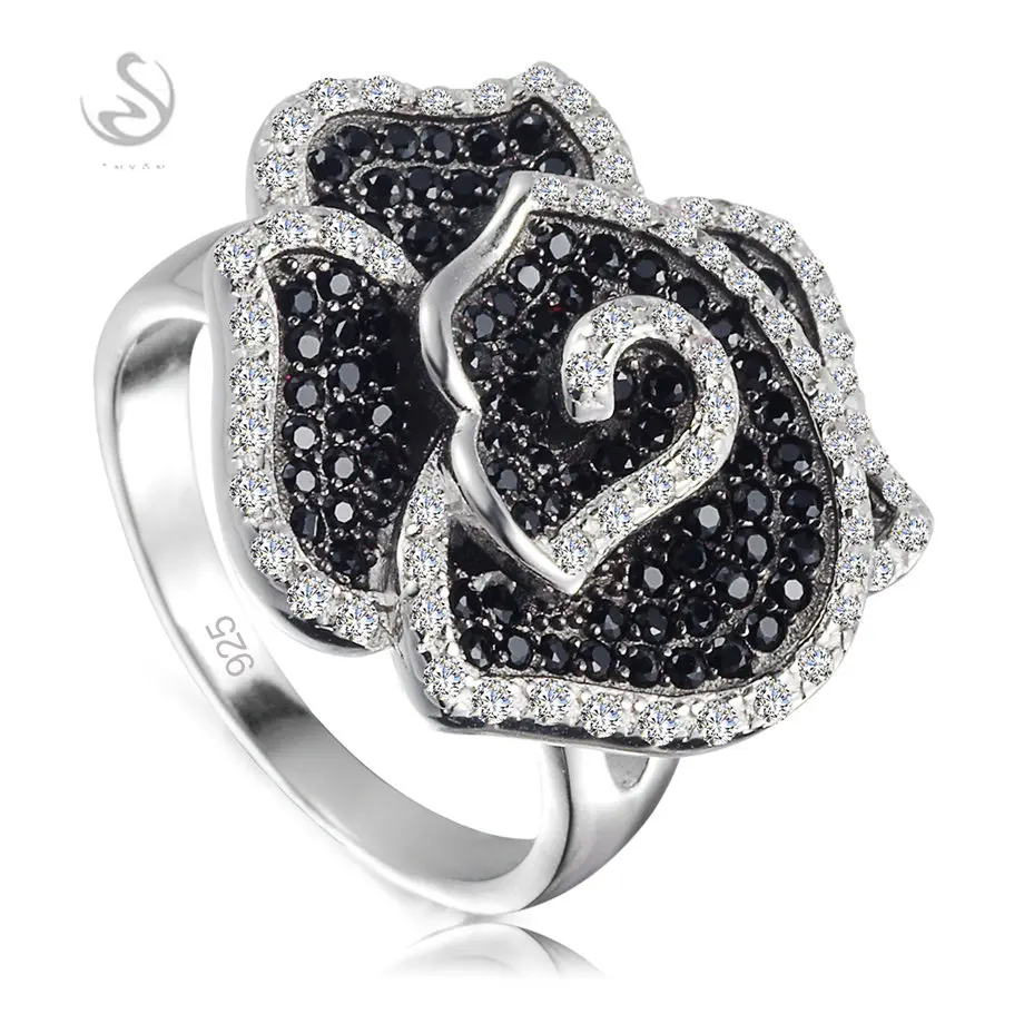 Eulonvan 925 sterling silver rings Jewelry & Accessories for girls dropshipping White and Black Cubic Zirconia S-3789 size 6 7 8