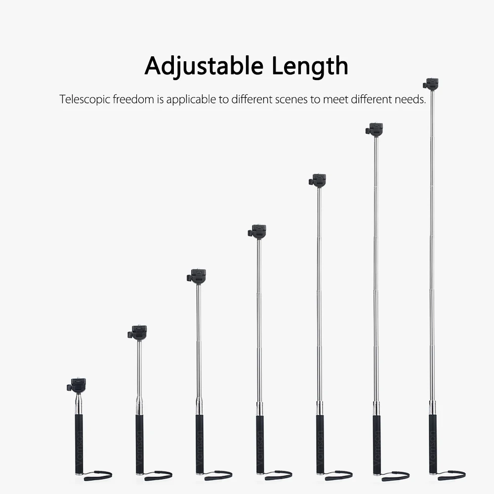 Vamson for Xiaomi yi Aluminum Extendible Monopod Tripod Adapter Phone Clip for Gopro 7 6 5 Camera for Huawei Mobile phone VP401