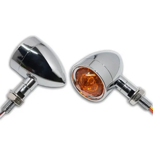 Chrome 10mm LED Diamond Lens Running Turn Signal Light Brake Stop Light For Honda Shadow Kawasaki Vulcan Suzuki Boulevard