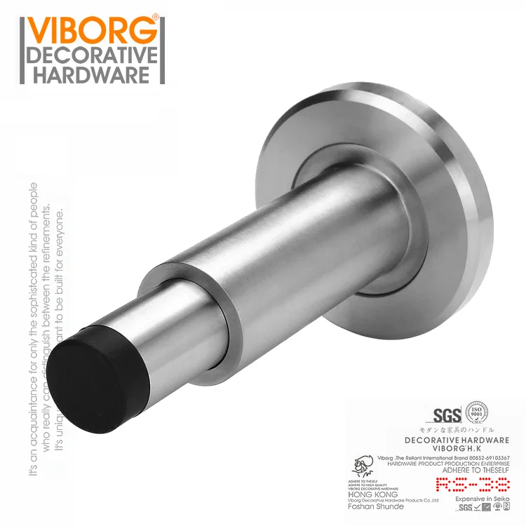 VIBORG Deluxe Adjustable 304 Stainless Steel + Rubber Door Stopper Wall mounted door Doorstop Door Stop Wall Protector Bumper