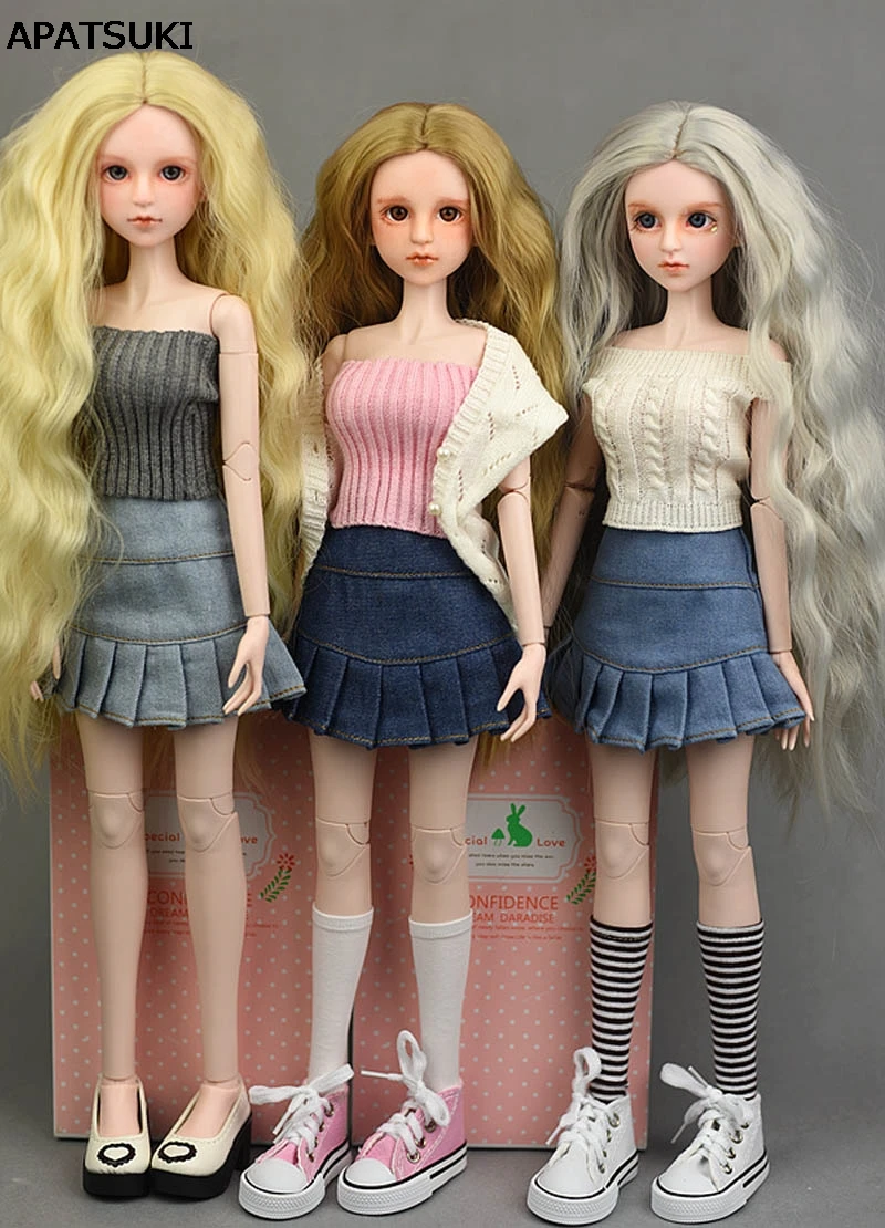 XINYI-ropa informal para muñeca, suéter para muñeca de 40-50cm, 1:4, accesorios para muñeca, juguete para niños, falda de línea a de Jeans azules de alta calidad