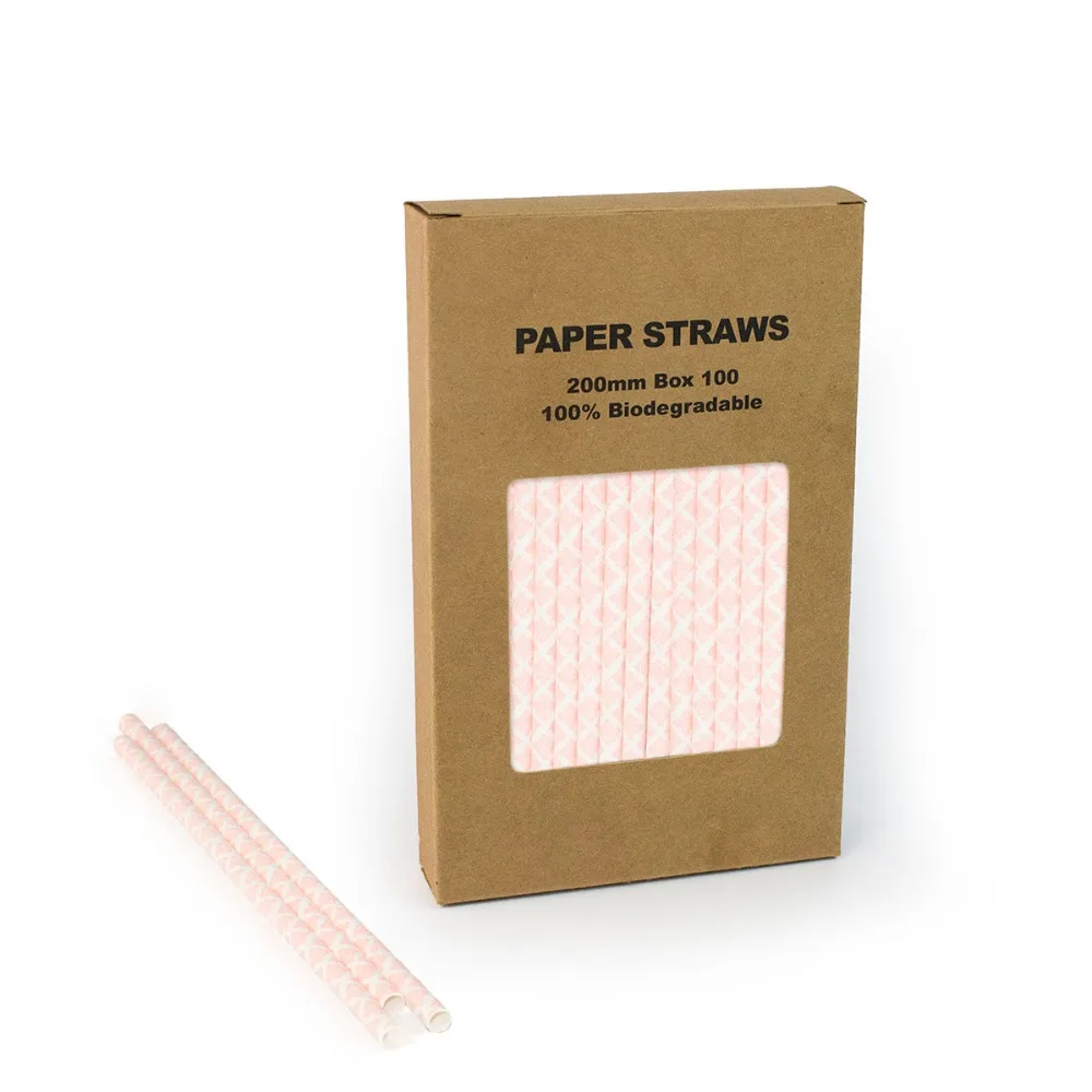 

Free Shipping 100% Biodegradable Paper Straws Drinking Paper Straws Pink Damask Paper Straws 104 Box(100pcs)