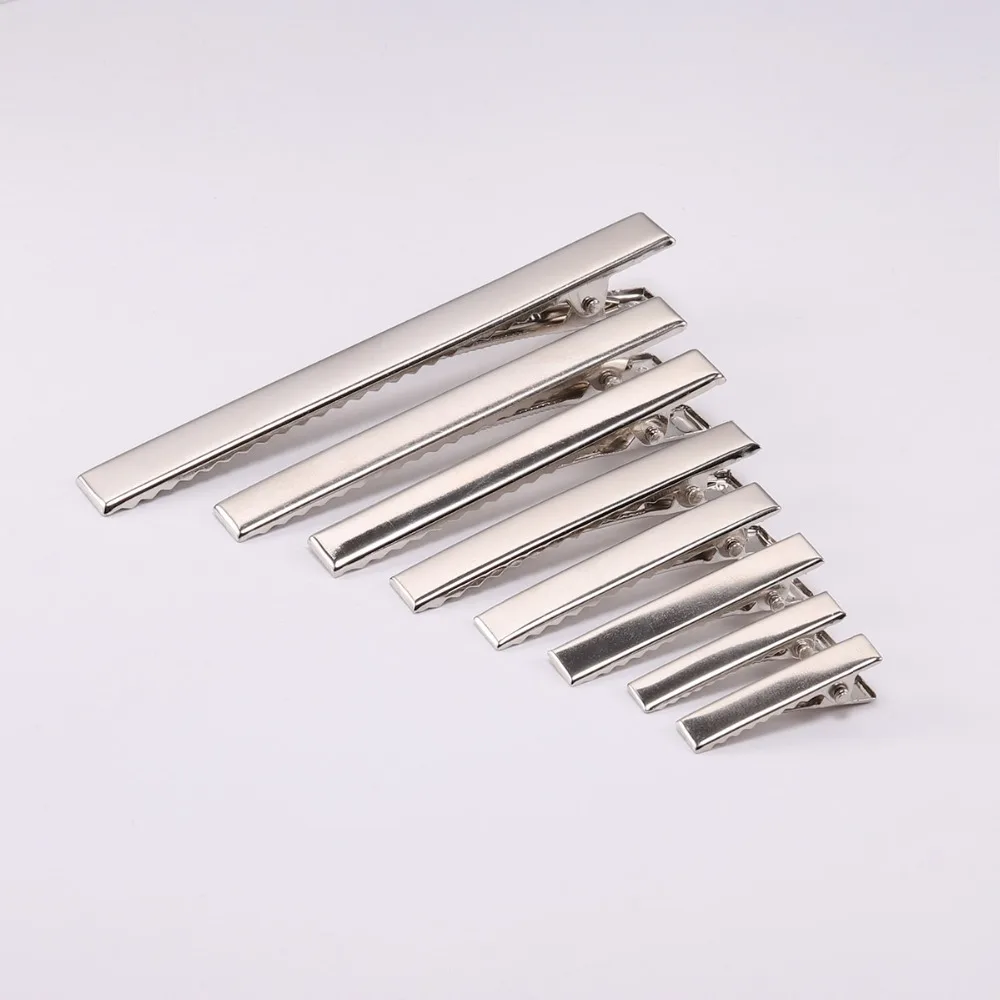 20pcs 3-9.8cm Metal Plated Flat Single Prong Alligator Base Hair Wear Base Hairpin For DIY Hair Clips Tools Jewelry Accessories