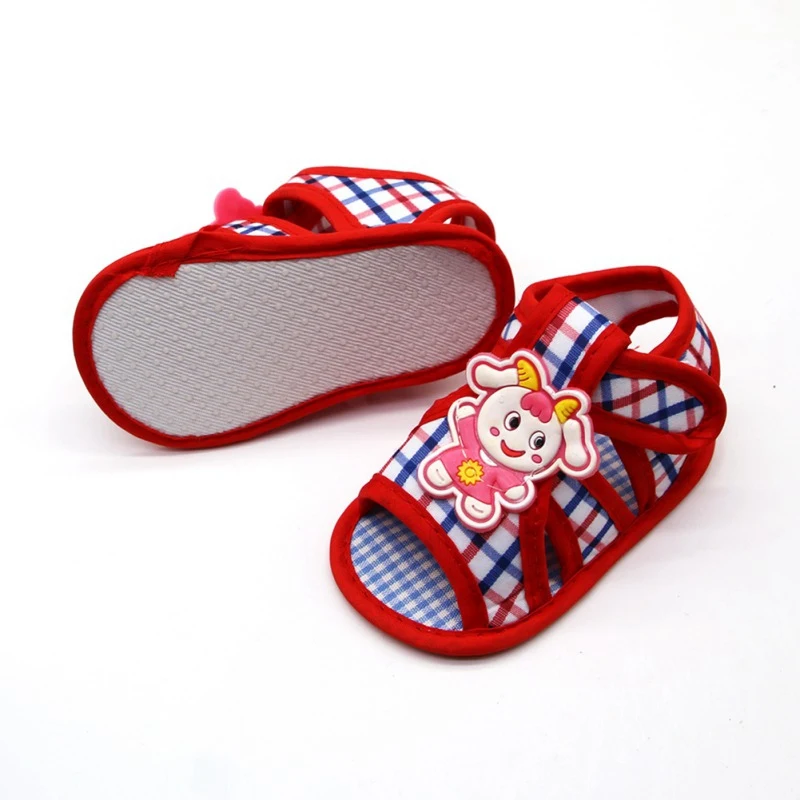 Cartoon Cotton Girl Shoes Summer Hollow Breathable Newborn Baby Shoes First Walkers Outdoor Soft Sole Shoes