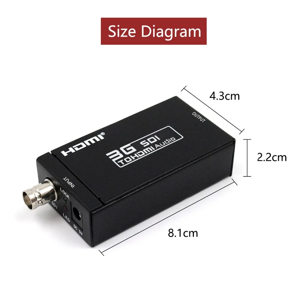 2 Chiếc 1080P HD-SDI SDI Video Converter Bộ Chuyển Đổi SDI Sang HDMI Adapter Dành Cho Camera EU/Mỹ Cắm