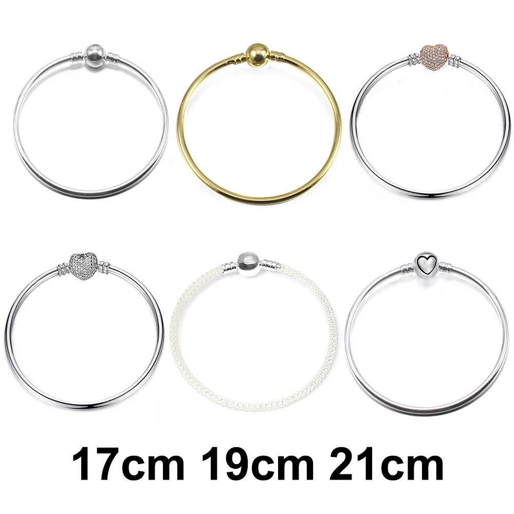 DINGLLY High Quality Golden Snake Bracelet Bangle Fit Original Beads Charm Bracelets For Women Man Children Lover Couples Gifts
