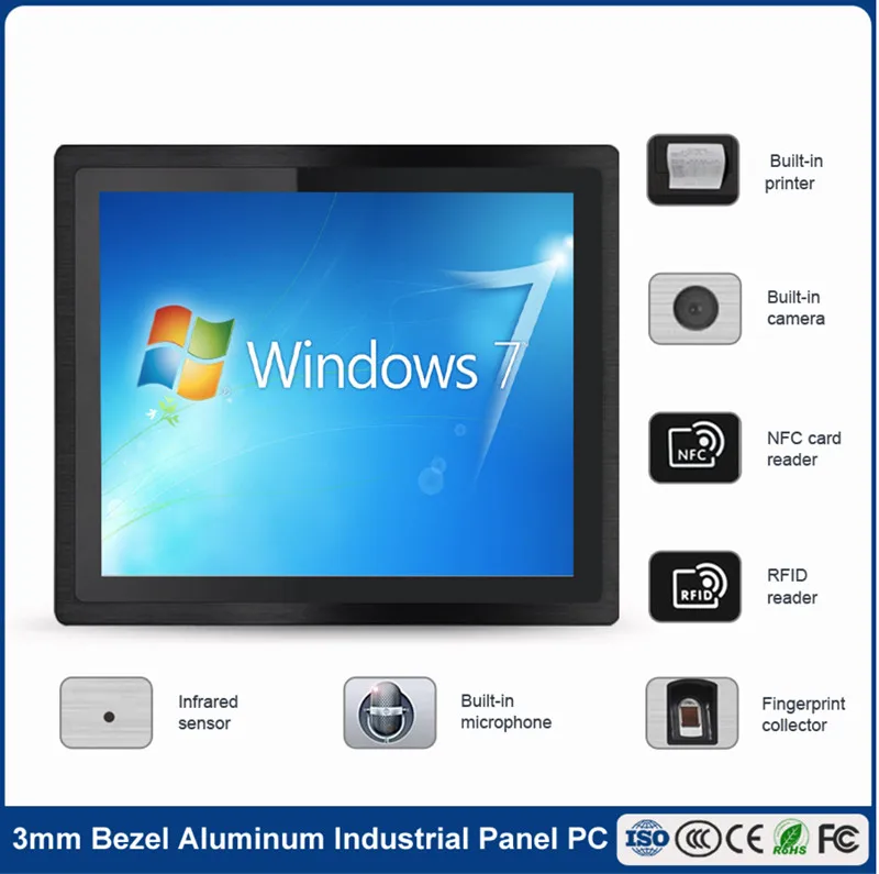 15inch industrial high quality touch screen panel pc ip65 front