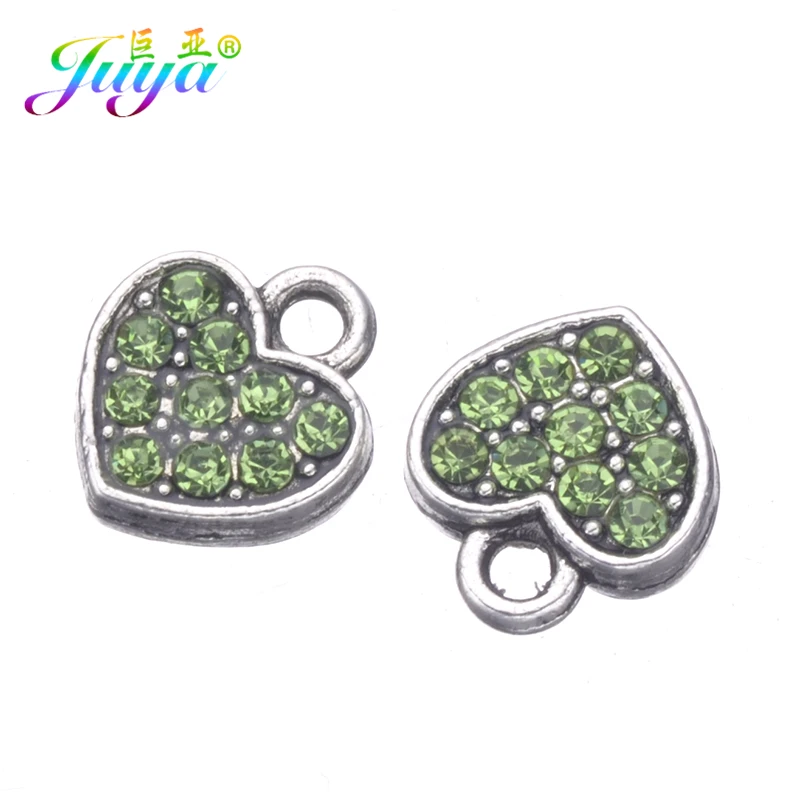 Juya 10pcs Wholesale Heart Shape Enamel Pendant France Italy Netherland USA Flag Charms For DIY Birthstone Jewelry Making
