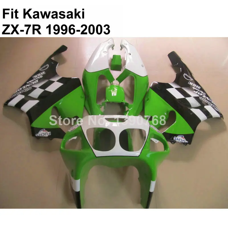 bodywork kit  for Kawasaki Ninja fairings  green white black  ZX7R 96-03  ZX-7R 1996-2002 2003 fairing kit  VT76