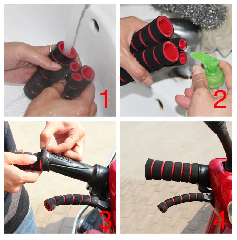 Universal Grips Comfort Sponge Foam Motorcycle Scooter Bicycle 4pcs/set 2 Grip Cover + 2 Levers Cover