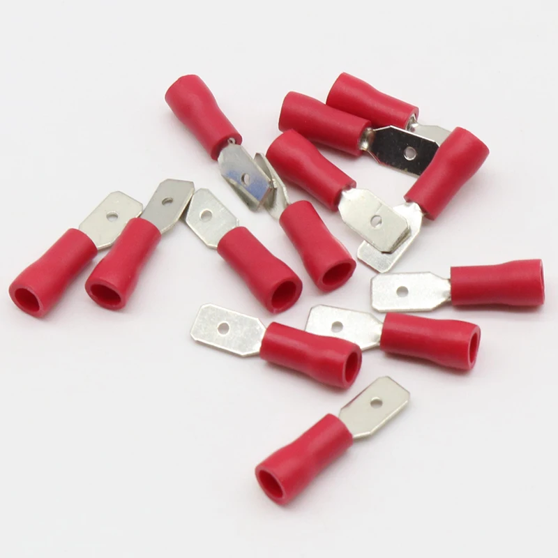 100 Pcs (50Pairs)  4.8mm Red Female Male Electrical & Wiring Connector Insulated Crimp Terminal Spade