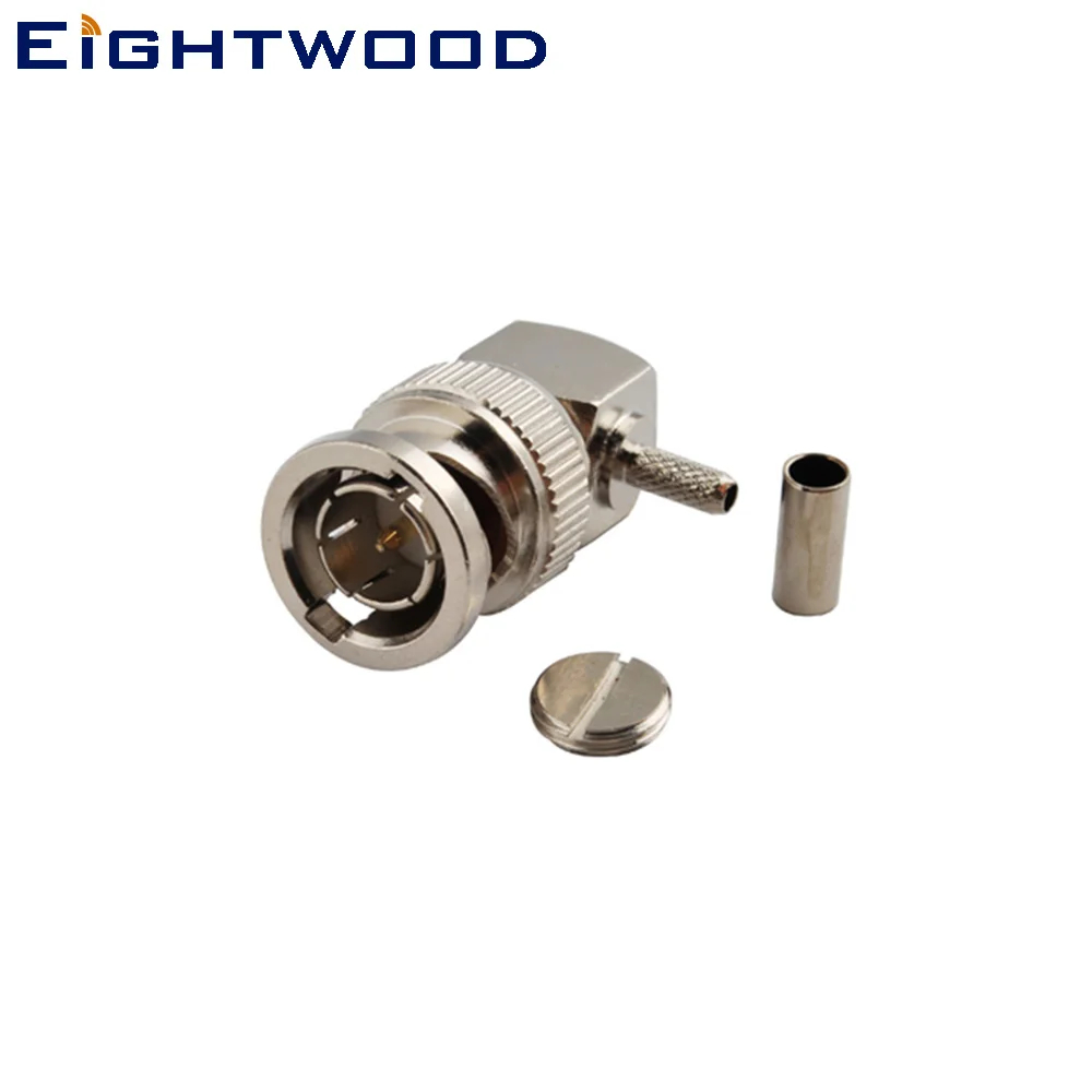 

Eightwood 5PCS BNC Plug Male Right Angle RF Coaxial Connector Adapter Crimp RG179 RG316 Cable for Antenna Automotive Telecom