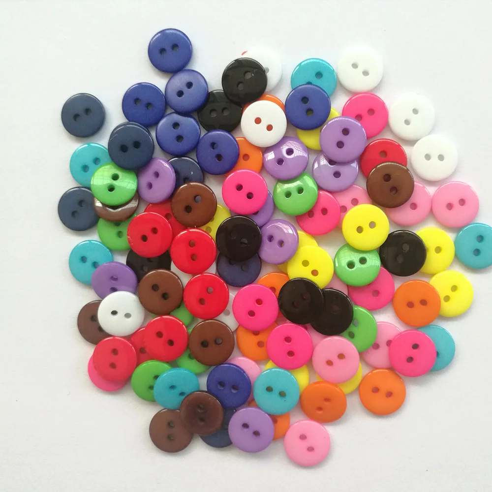 100Pcs Veel Candy Kleur Resin Naaien 2 Gaten Knoppen Scrapbooking Versiering Decoratieve Knoppen 9Mm 10Mm 15Mm